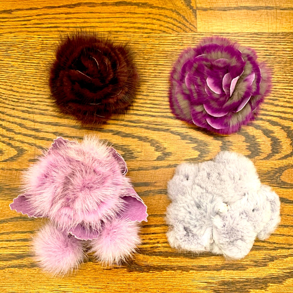 Mink fur brooches
